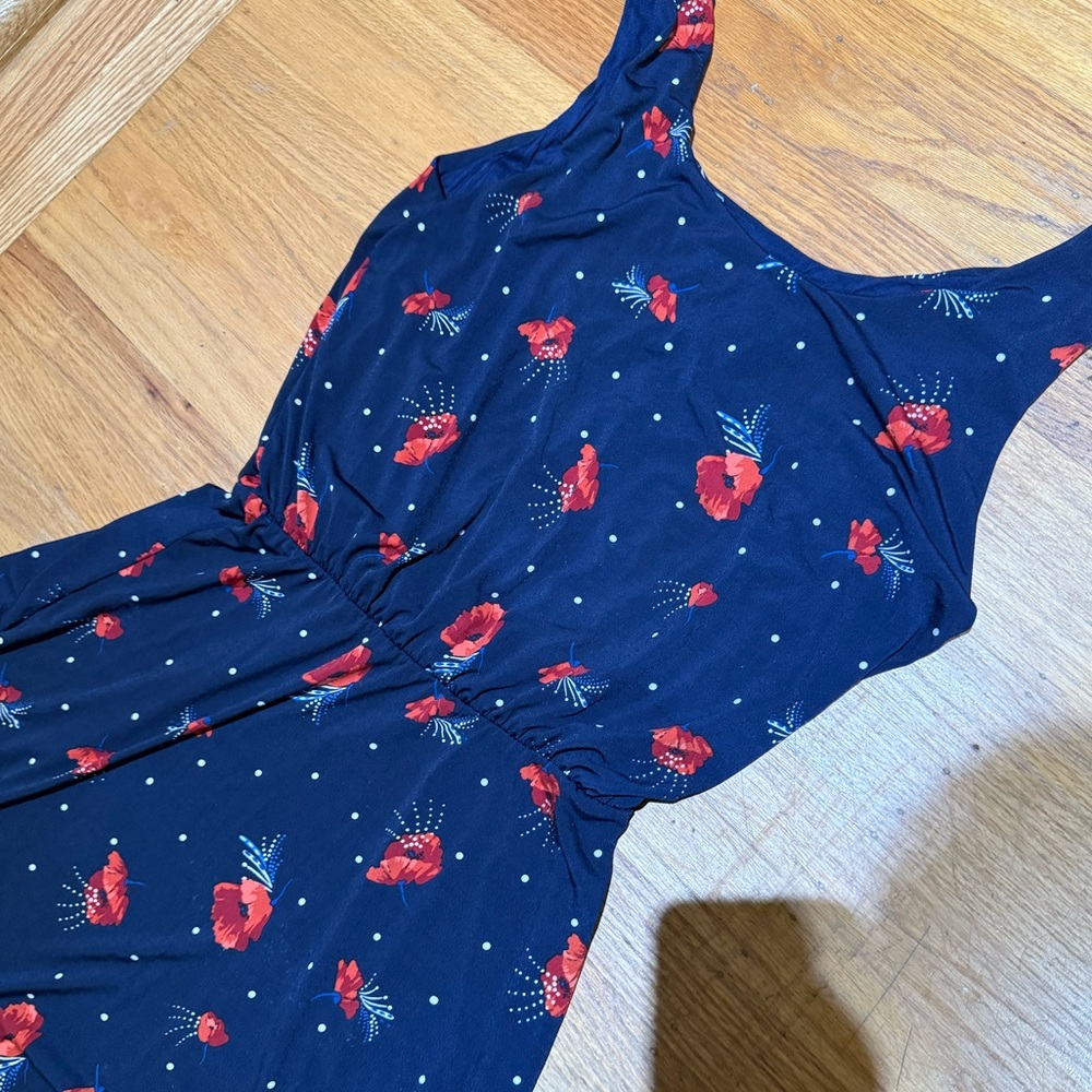 Verse Navy Blue Floral Sleeveless Dress - Size L